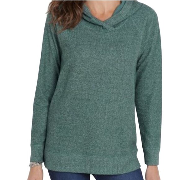 Soft Surroundings Evergreen Pullover Hoodie Tunic Top Size L - Picture 1 of 6